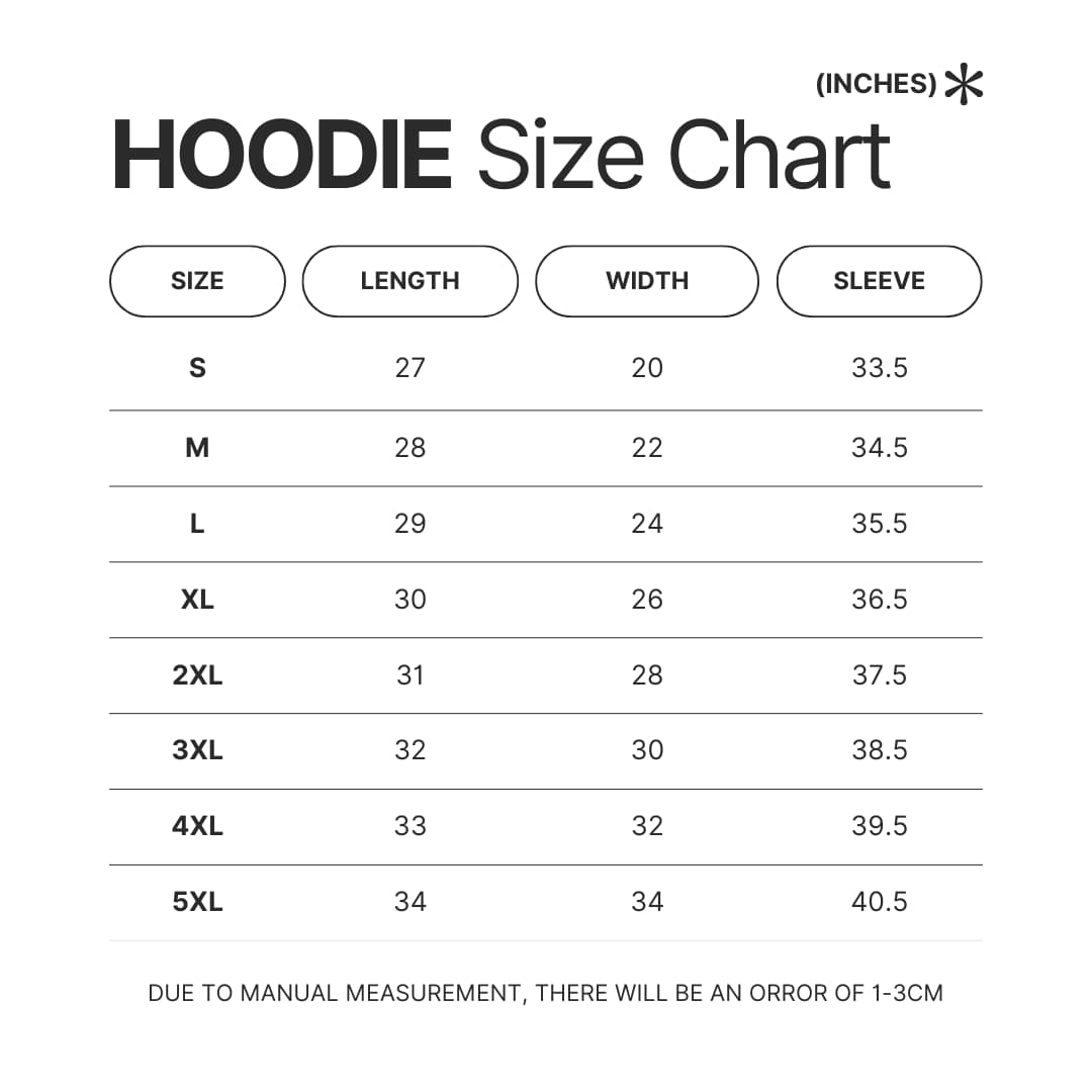 Hoodie Size Chart - Demon Slayer EU Store