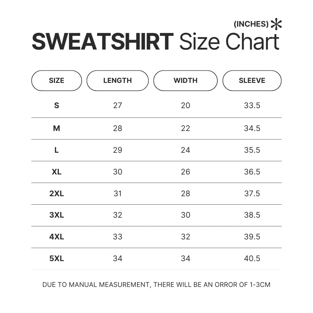 Sweatshirt Size Chart - Demon Slayer EU Store