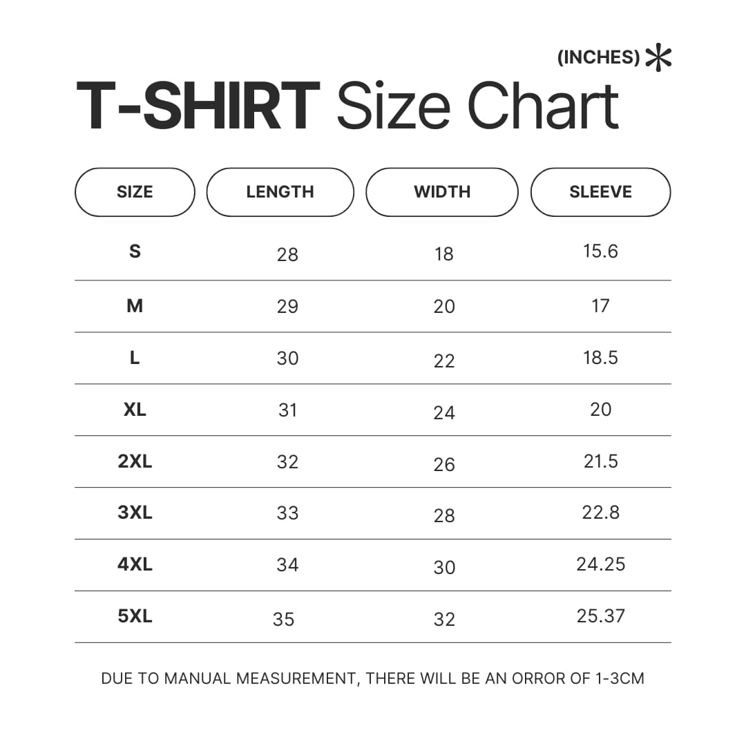 T shirt Size Chart - Demon Slayer EU Store
