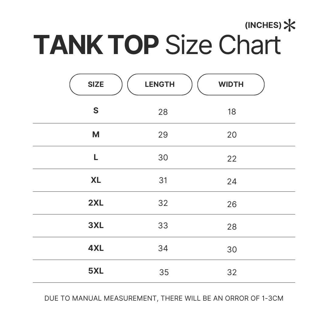 Tank Top Size Chart - Demon Slayer EU Store