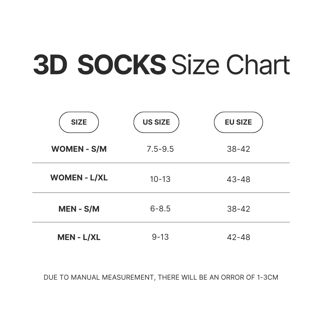 3D Socks Size Chart - Demon Slayer EU Store