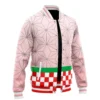 Nezuko Kamado Pattern DS Varsity Jacket F LEFT Mockup - Demon Slayer EU Store